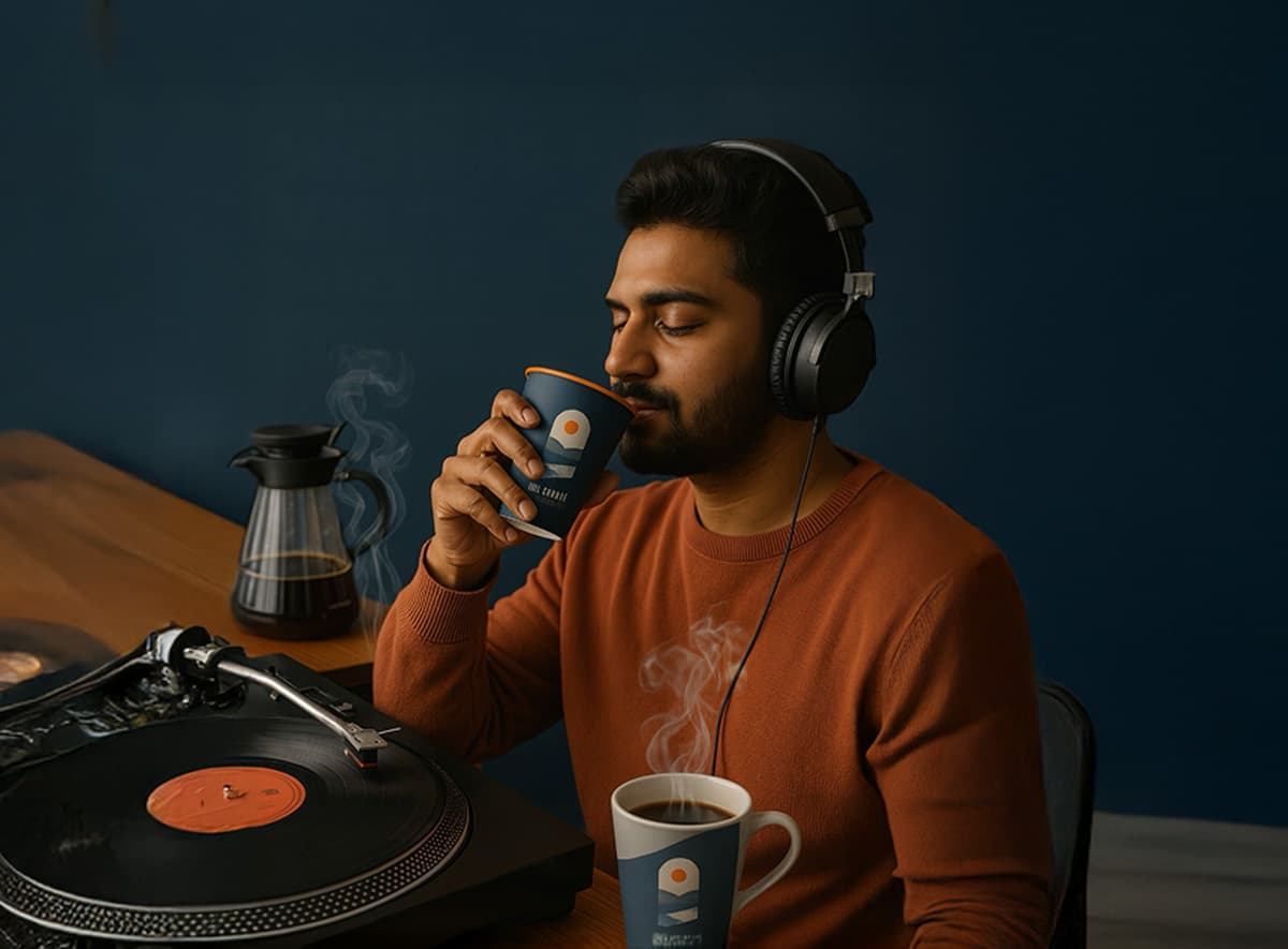 Coffee cup and vinyl