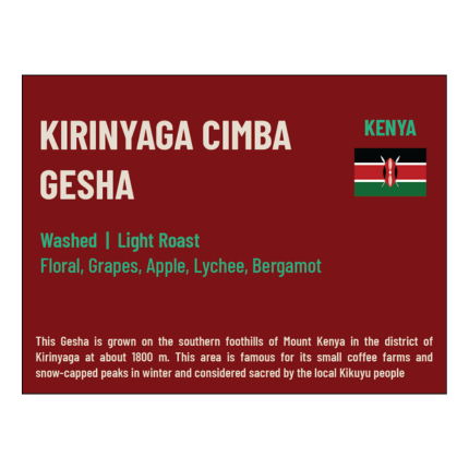 Kirinyaga Cimba Gesha (Kenya) (100gm)
